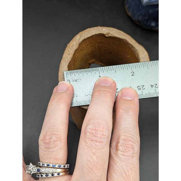 Studio pottery pair of crowns candle holders shelf table decor handmade - Picture 14 of 16